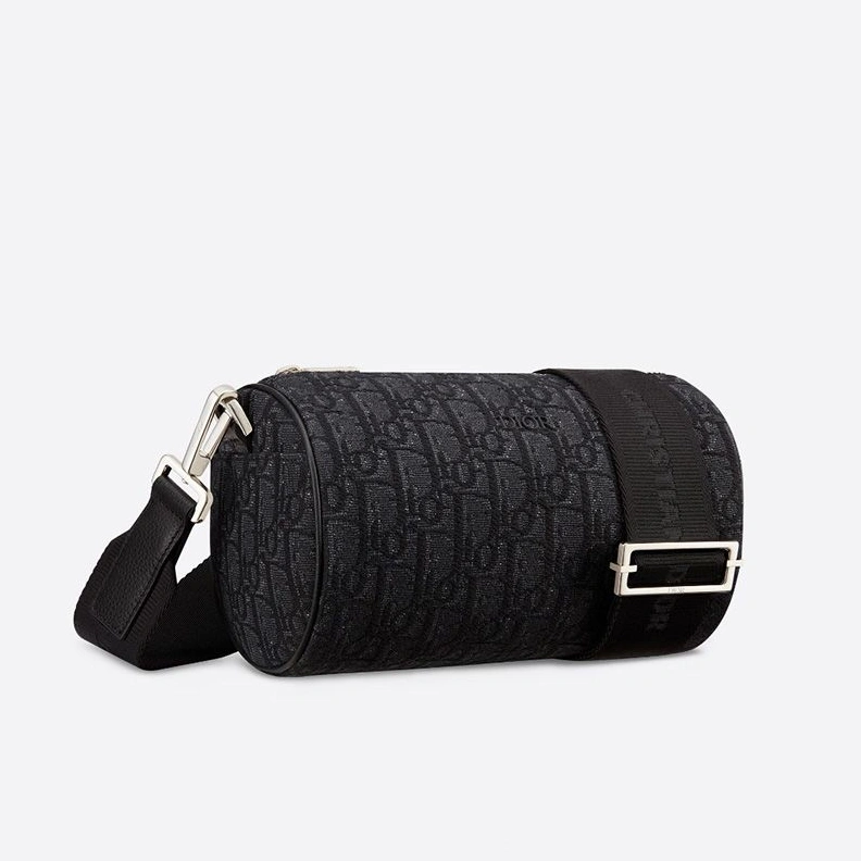 Trendy 6369 Dior Roller Messenger Oblique Motif Canvas Black