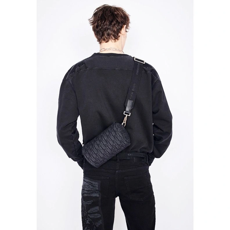 Trendy 6369 Dior Roller Messenger Oblique Motif Canvas Black