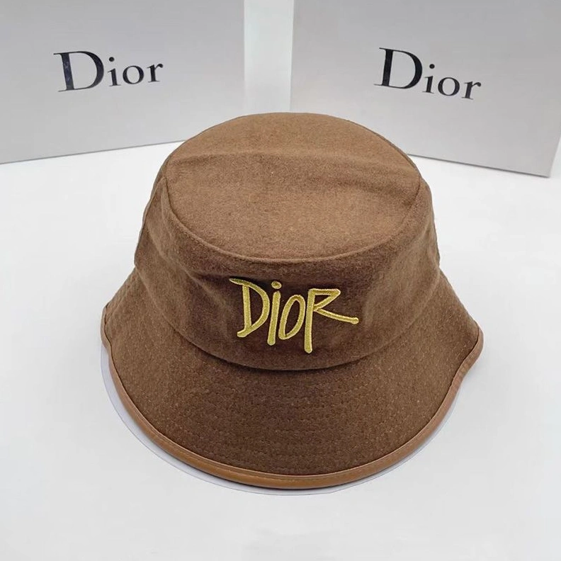 Trendy 6376 Dior Bucket Hat Shawn Logo Motif Cotton Brown