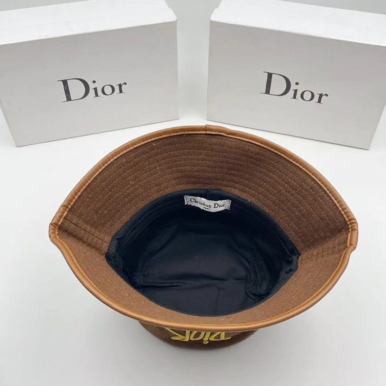 Trendy 6376 Dior Bucket Hat Shawn Logo Motif Cotton Brown