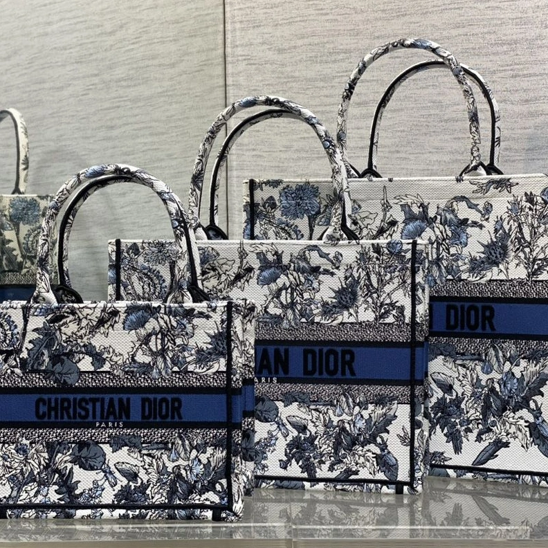 Trendy 8731 Dior Book Tote In Chardons Motif Canvas Blue