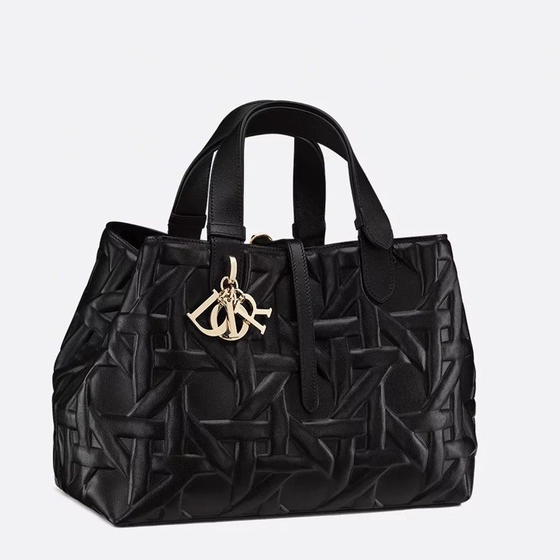 Trendy 924 Dior Toujours Bag In Graphic Cannage Calfskin Black
