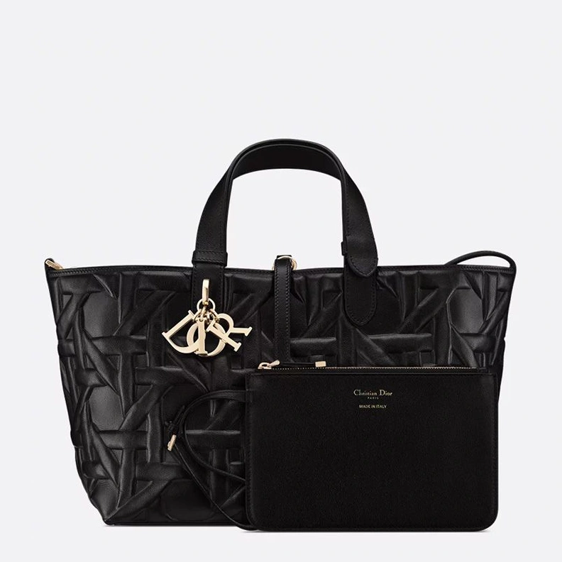 Trendy 924 Dior Toujours Bag In Graphic Cannage Calfskin Black