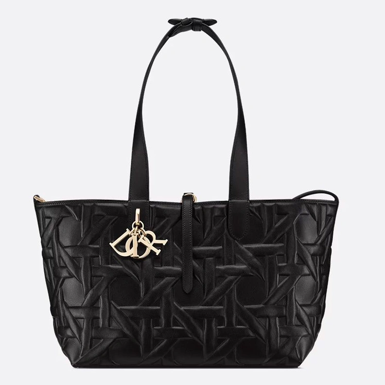 Trendy 924 Dior Toujours Bag In Graphic Cannage Calfskin Black