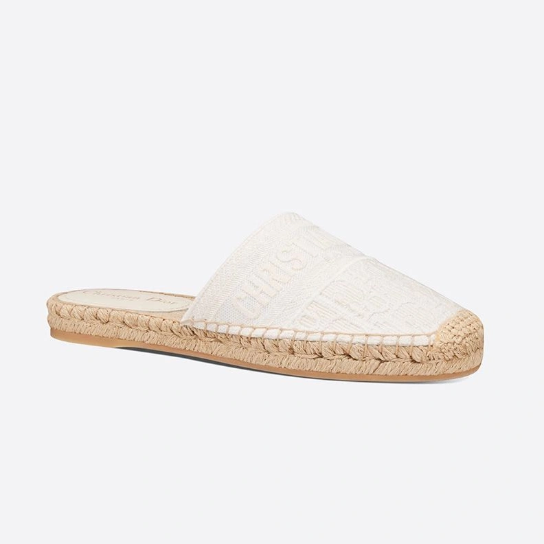UrbanStyle 1817 Christian Dior Granville Mules Women Oblique Motif Cotton White