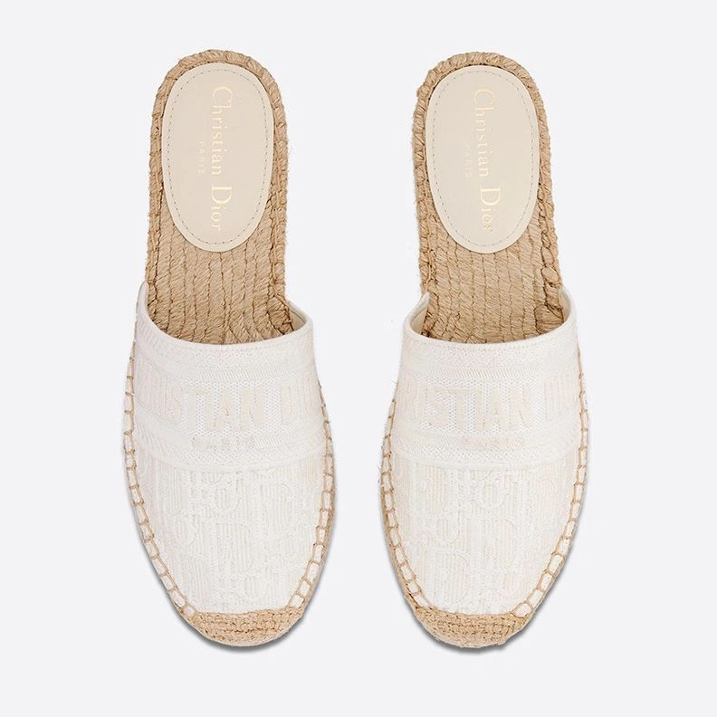 UrbanStyle 1817 Christian Dior Granville Mules Women Oblique Motif Cotton White