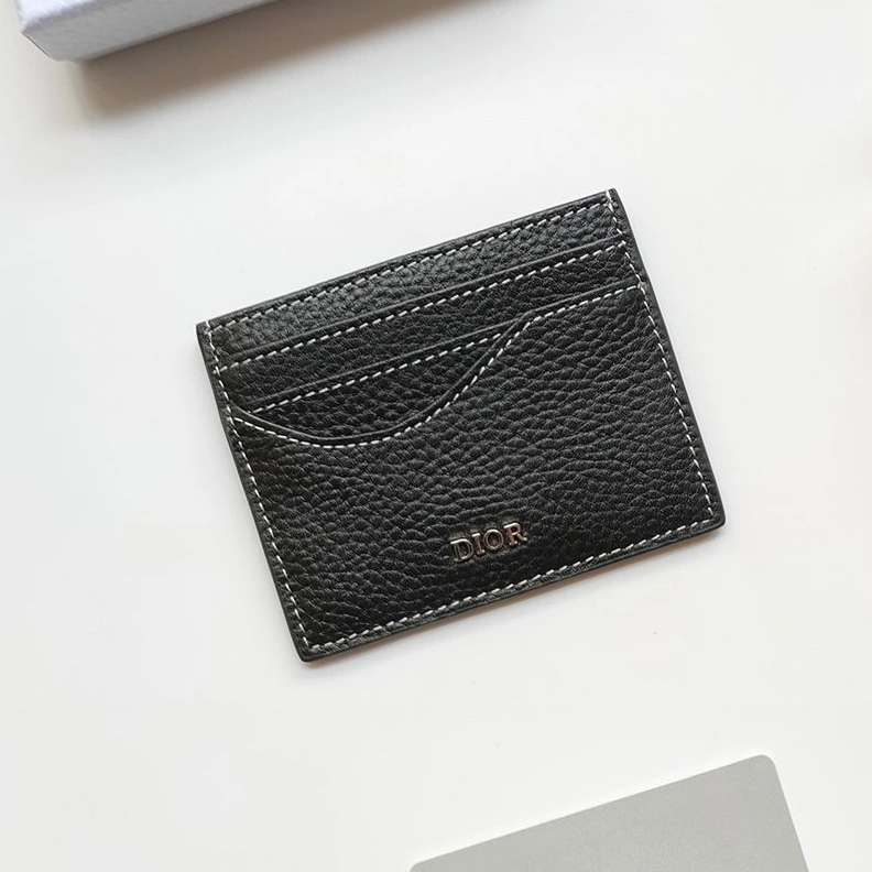 UrbanStyle 1836 Dior Saddle Contour Card Holder Grained Calfskin Black