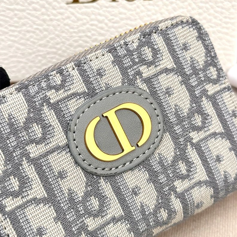 UrbanStyle 2712 Small Dior 30 Montaigne Voyageur Coin Purse In Oblique Motif Canvas Grey
