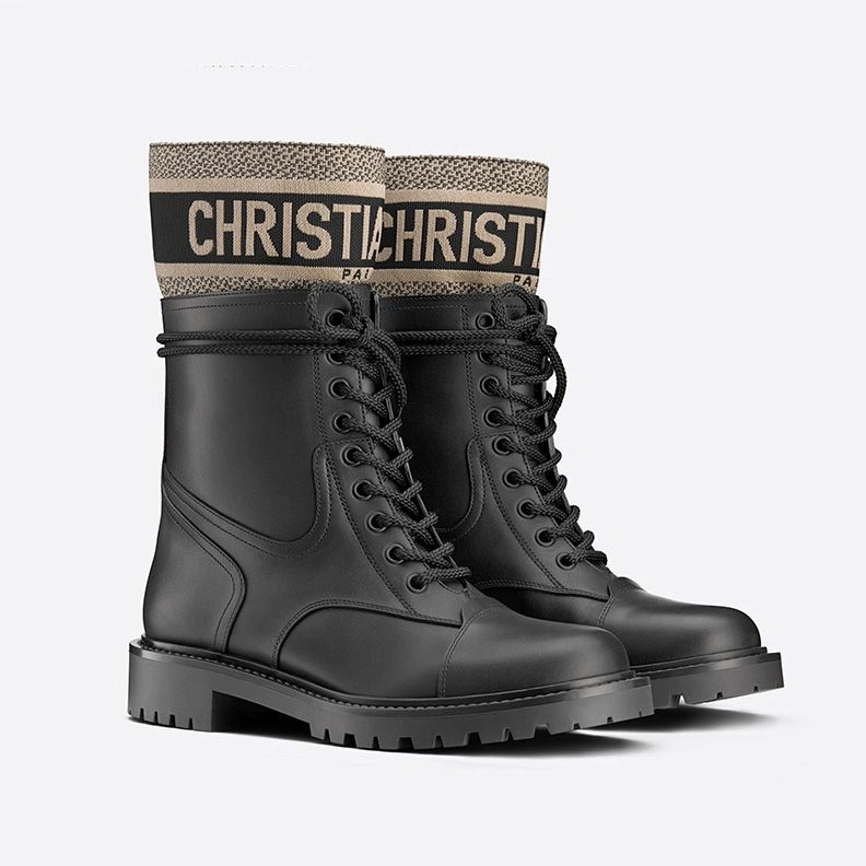 UrbanStyle 3395 Christian Dior D-Major Ankle Boots Women Calfskin and Technical Fabric Black