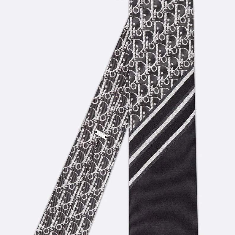 UrbanStyle 421 Dior Tie Striped Oblique Motif Silk Black