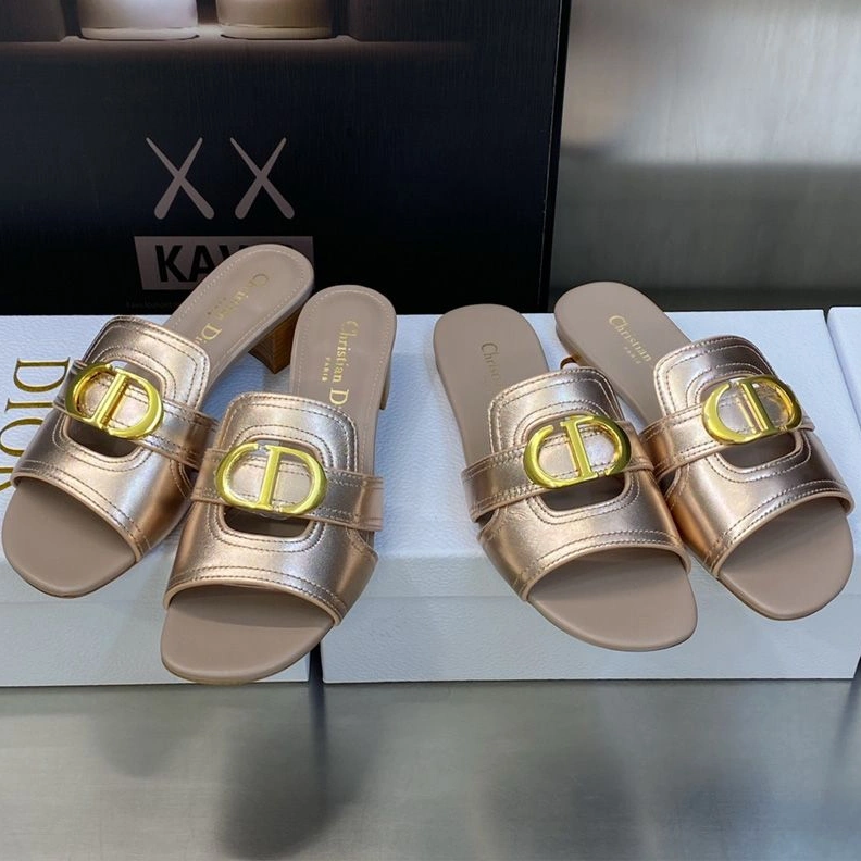 UrbanStyle 4445 Dior 30 Montaigne Slides Women Calfskin Rose Gold