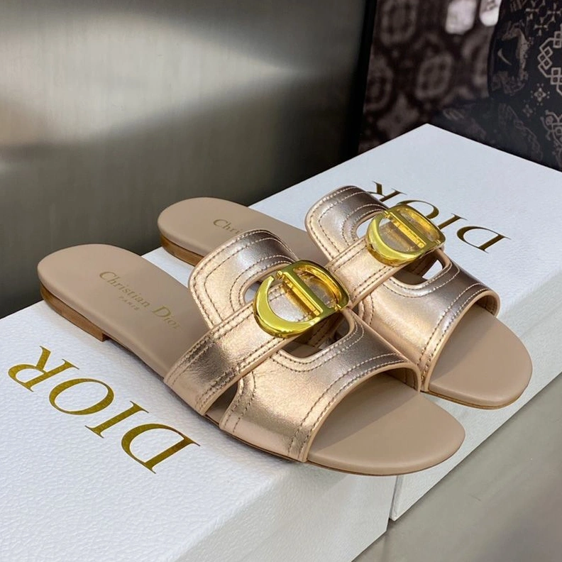 UrbanStyle 4445 Dior 30 Montaigne Slides Women Calfskin Rose Gold
