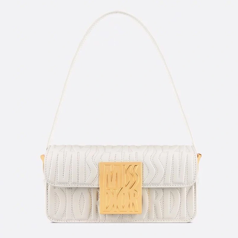 UrbanStyle 4861 Miss Dior Flap Bag In Quilted Miss Dior Allover Calfskin White