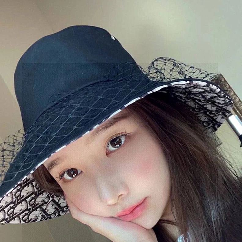 UrbanStyle 5100 Dior Bucket Hat Teddy Oblique Motif Cotton With Veil Navy Blue