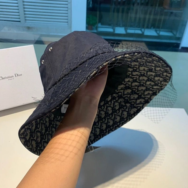 UrbanStyle 5100 Dior Bucket Hat Teddy Oblique Motif Cotton With Veil Navy Blue