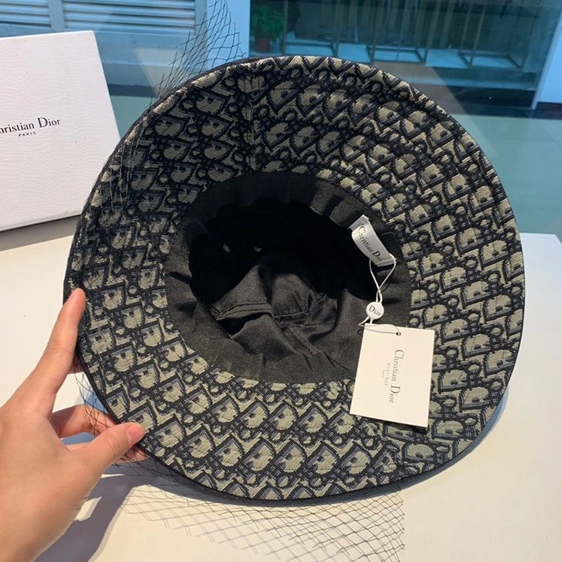UrbanStyle 5100 Dior Bucket Hat Teddy Oblique Motif Cotton With Veil Navy Blue