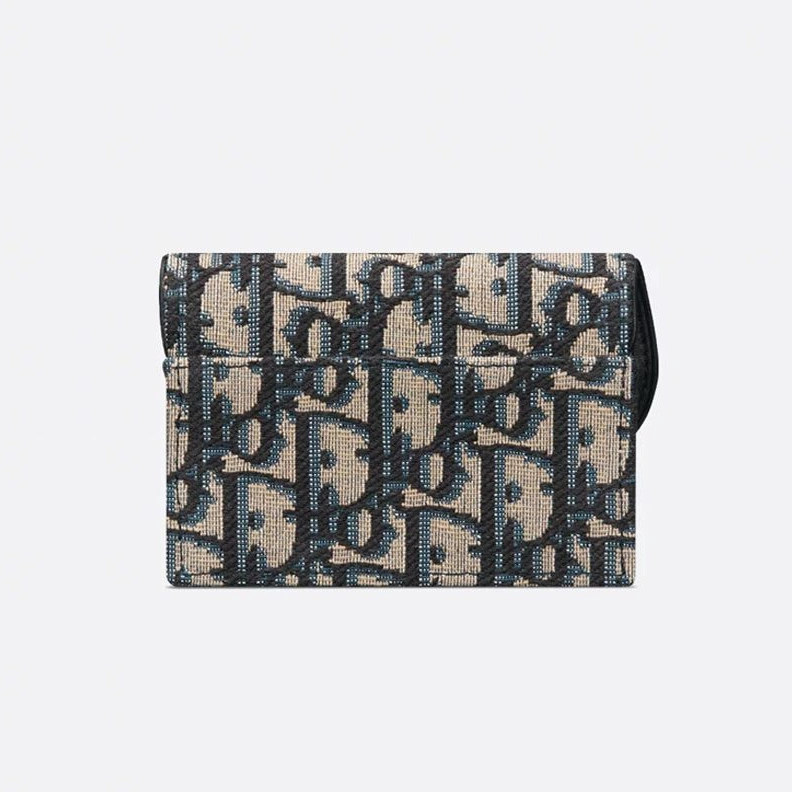 UrbanStyle 5883 Dior Saddle Bloom Card Holder In Oblique Motif Canvas Blue