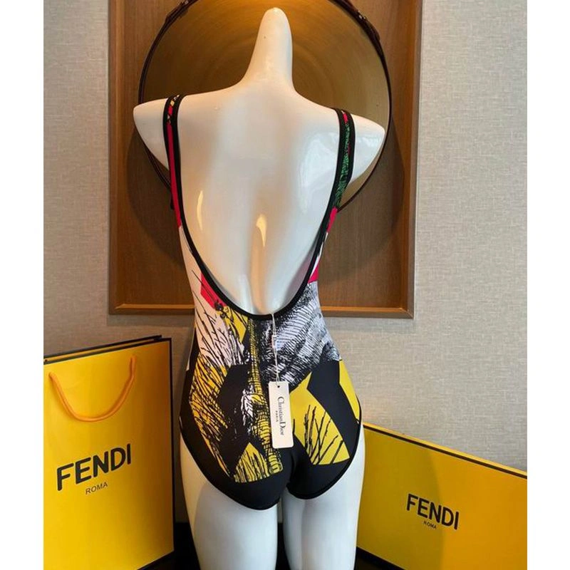 UrbanStyle 6447 Christian Dior Swimsuit Women D-Jungle Pop Motif Lycra Red