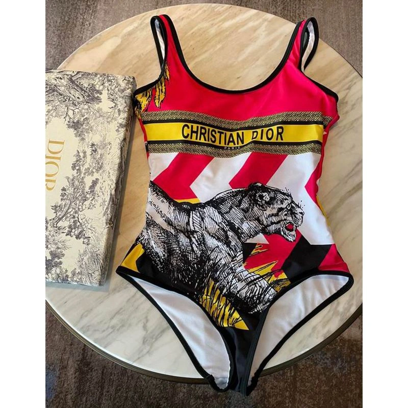 UrbanStyle 6447 Christian Dior Swimsuit Women D-Jungle Pop Motif Lycra Red