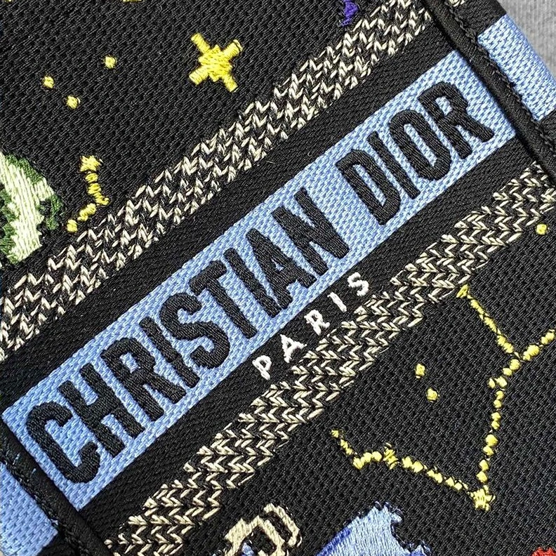 UrbanStyle 8629 Mini Vertical Dior Book Tote with Strap In Pixel Zodiac Motif Canvas Black