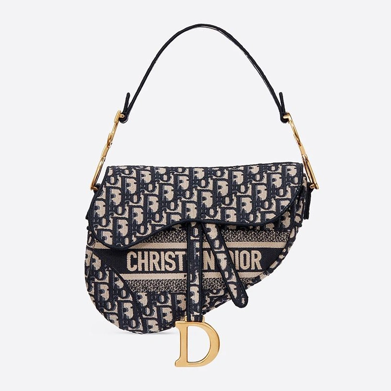 UrbanStyle 8930 Christian Dior Saddle Bag In Oblique Motif Canvas Blue