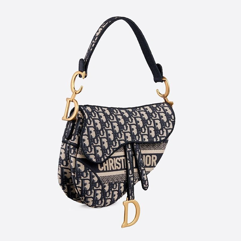 UrbanStyle 8930 Christian Dior Saddle Bag In Oblique Motif Canvas Blue