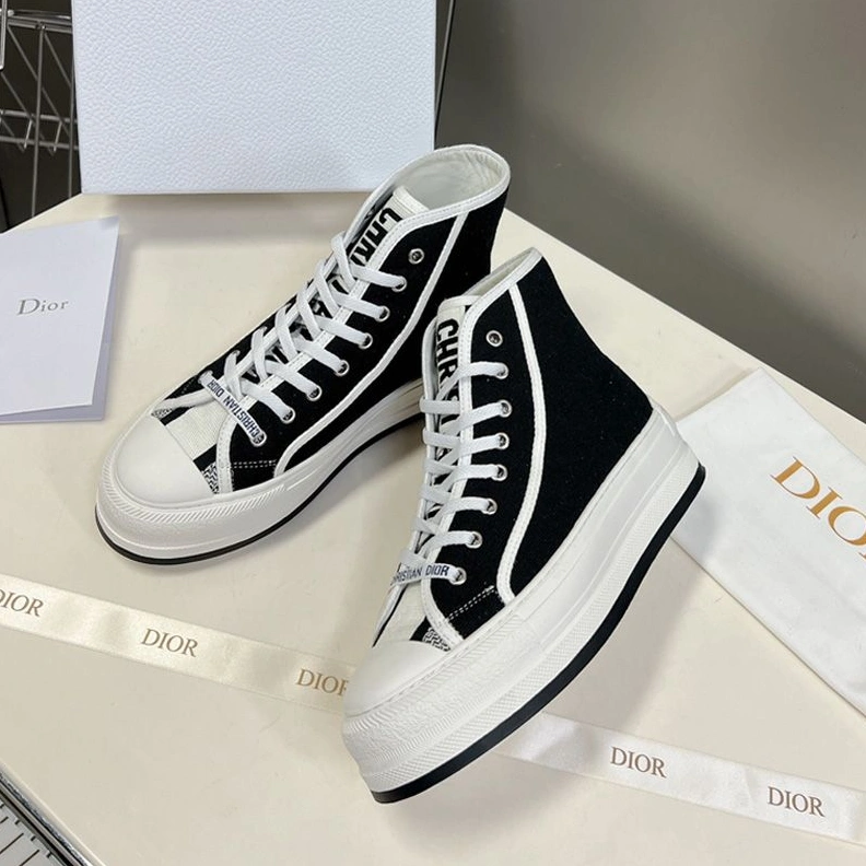 Walk'N'Dior High-Top Platform Sneakers Women Canvas Black SportInspired 6309