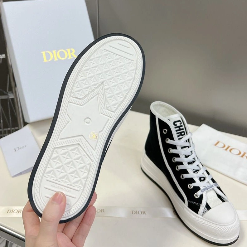 Walk'N'Dior High-Top Platform Sneakers Women Canvas Black SportInspired 6309