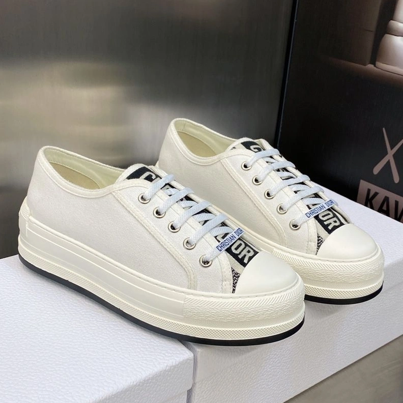 Walk'N'Dior Platform Sneakers Unisex Canvas White TopPick 2033