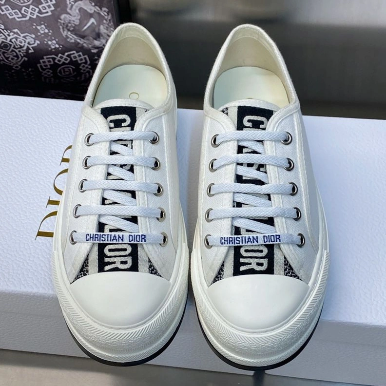Walk'N'Dior Platform Sneakers Unisex Canvas White TopPick 2033