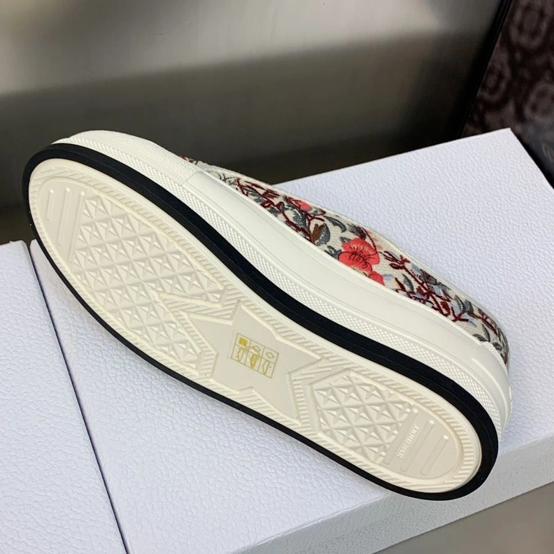 Walk'N'Dior Platform Sneakers Unisex Jardin d'Hiver Motif Canvas White Popular 3860