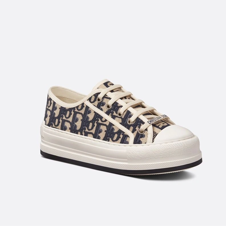 Walk'N'Dior Platform Sneakers Unisex Oblique Motif Canvas Blue DailyWear 8428