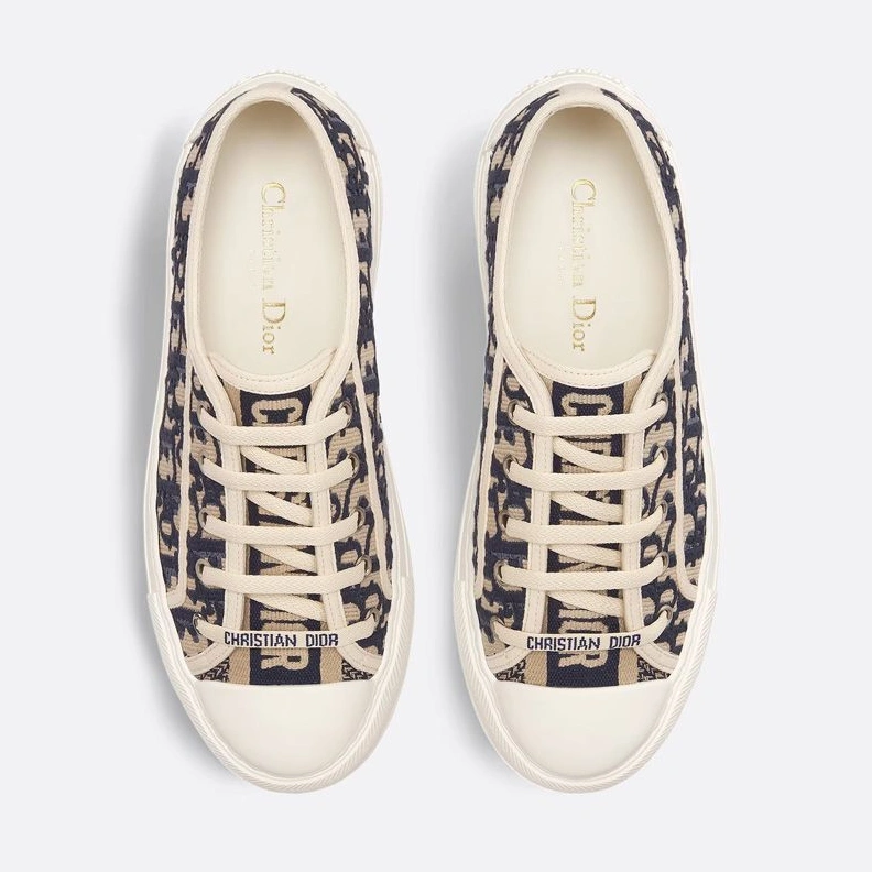 Walk'N'Dior Platform Sneakers Unisex Oblique Motif Canvas Blue DailyWear 8428