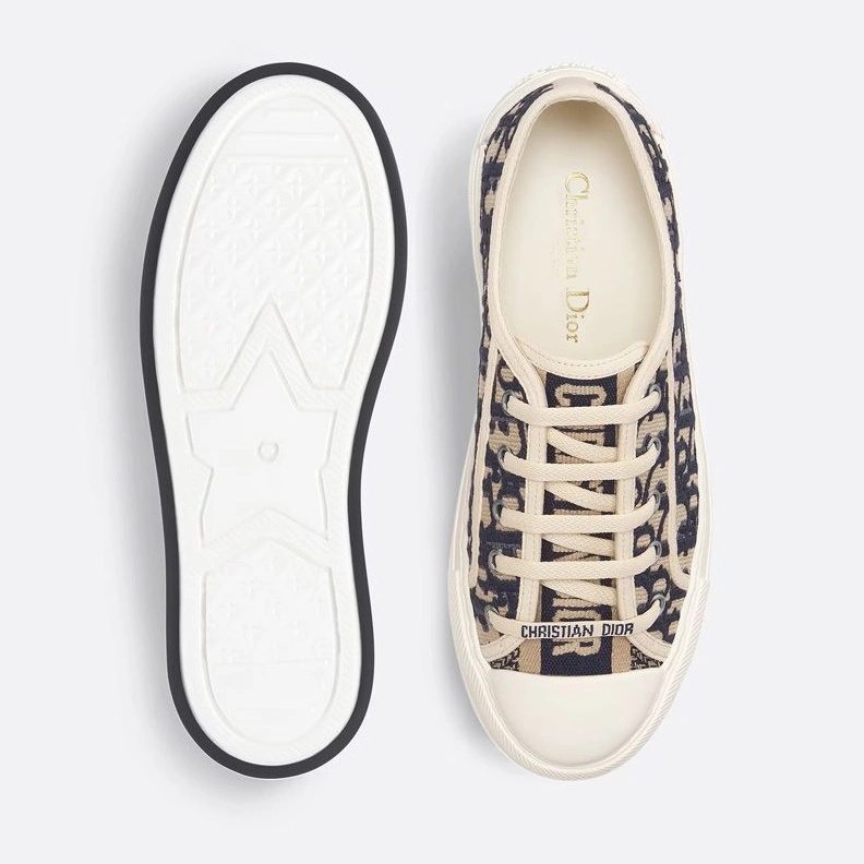 Walk'N'Dior Platform Sneakers Unisex Oblique Motif Canvas Blue DailyWear 8428