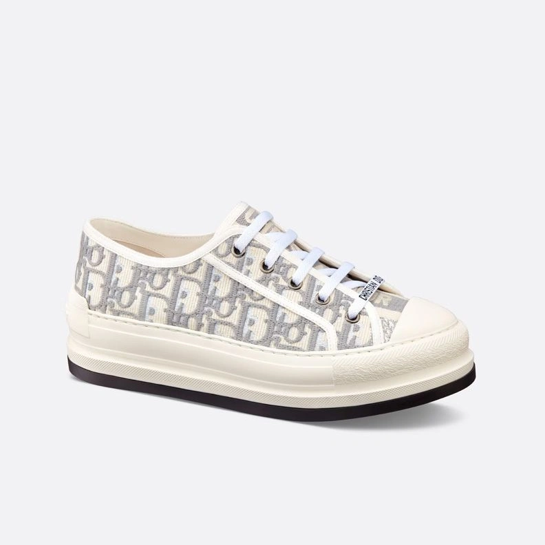 Walk'N'Dior Platform Sneakers Unisex Oblique Motif Canvas Grey Trendy 1713