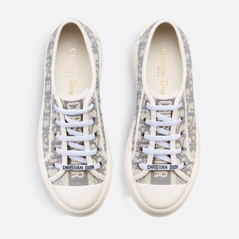 Walk'N'Dior Platform Sneakers Unisex Oblique Motif Canvas Grey Trendy 1713