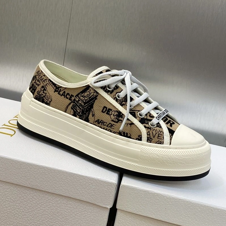 Walk'N'Dior Platform Sneakers Unisex Plan de Paris Motif Canvas Beige StreetReady 1855