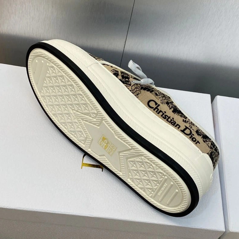 Walk'N'Dior Platform Sneakers Unisex Plan de Paris Motif Canvas Beige StreetReady 1855