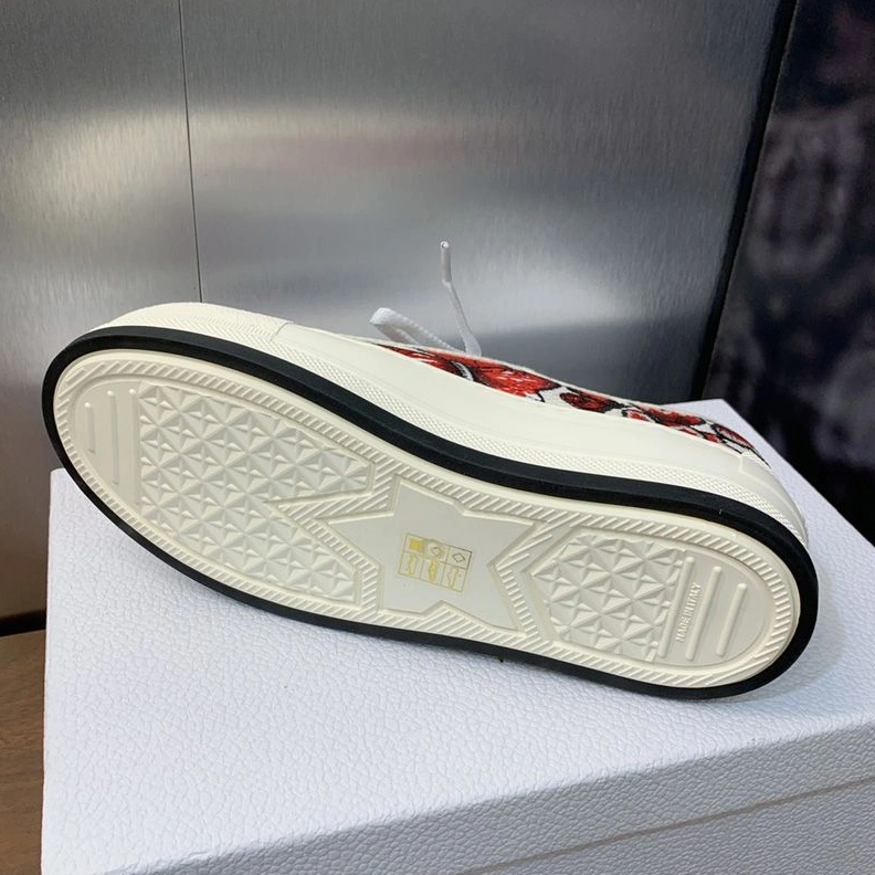 Walk'n'Dior Platform Sneakers Unisex Le Coeur des Papillons Motif Canvas White Red SportInspired 7763