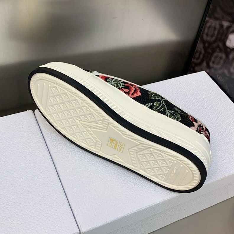Walk'n'Dior Platform Sneakers Unisex Petites Fleurs Motif Canvas Black GoodFit 5990