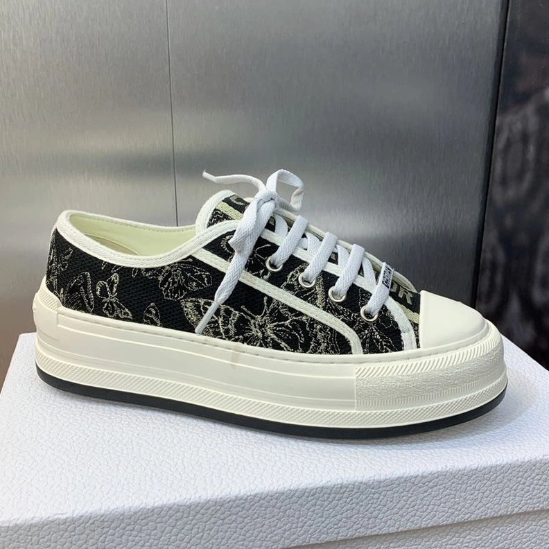 Walk'n'Dior Platform Sneakers Unisex Toile de Jouy Mexico Motif Canvas Black GoAnywhere 3380