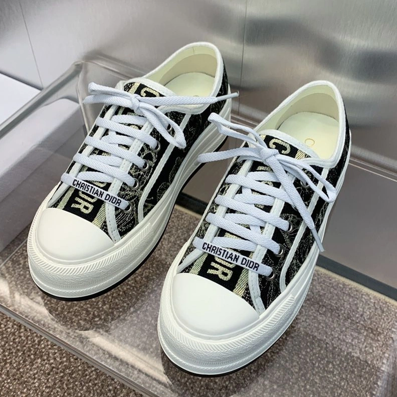 Walk'n'Dior Platform Sneakers Unisex Toile de Jouy Mexico Motif Canvas Black GoAnywhere 3380