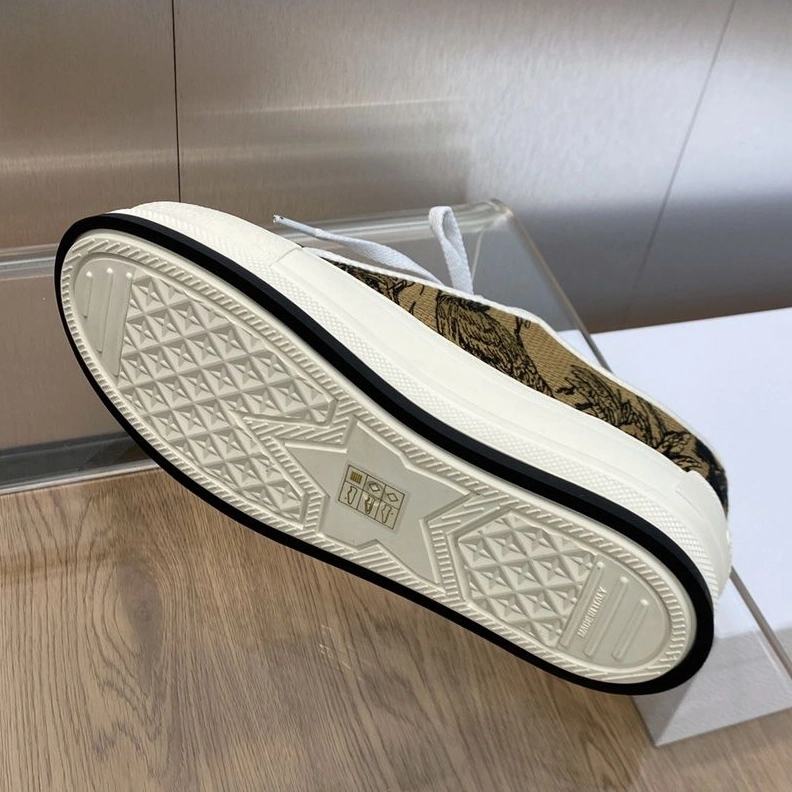 Walk'n'Dior Platform Sneakers Unisex Toile de Jouy Voyage Motif Canvas Beige Comfortable 368
