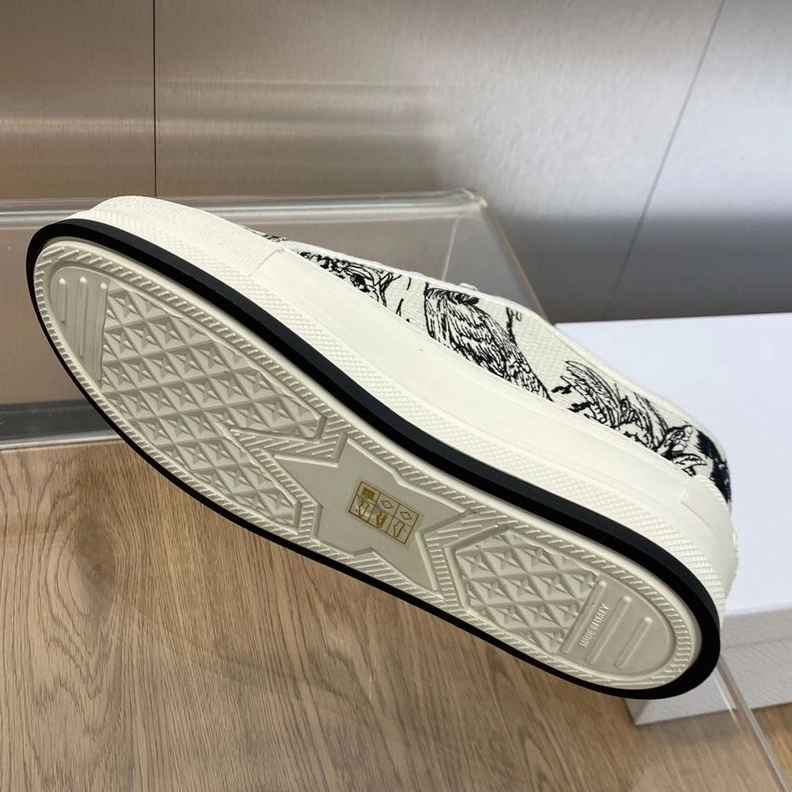 Walk'n'Dior Platform Sneakers Unisex Toile de Jouy Voyage Motif Canvas White Comfortable 1995
