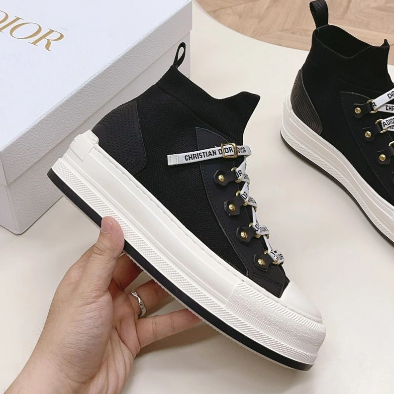 Walk'n'Dior Platform Sneakers Women Technical Mesh and Calfskin Black WellDesigned 1959