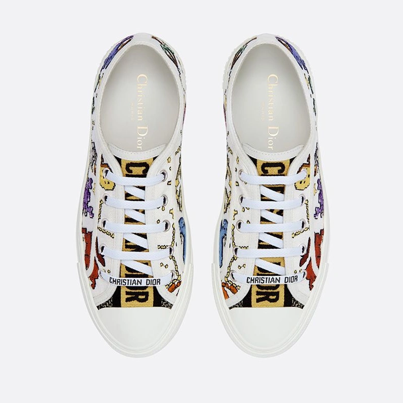 Walk'n'Dior Sneakers Women Pixel Zodiac Motif Canvas White NewStyle 2237