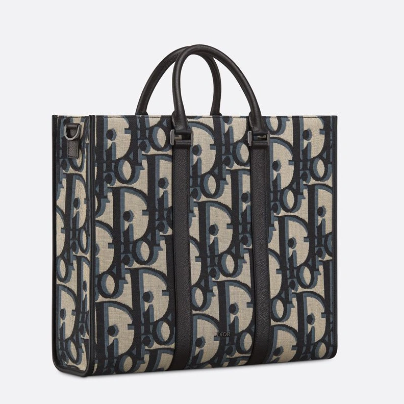 WellDesigned 1830 Dior East-West Tote In Maxi Oblique Motif Canvas Blue