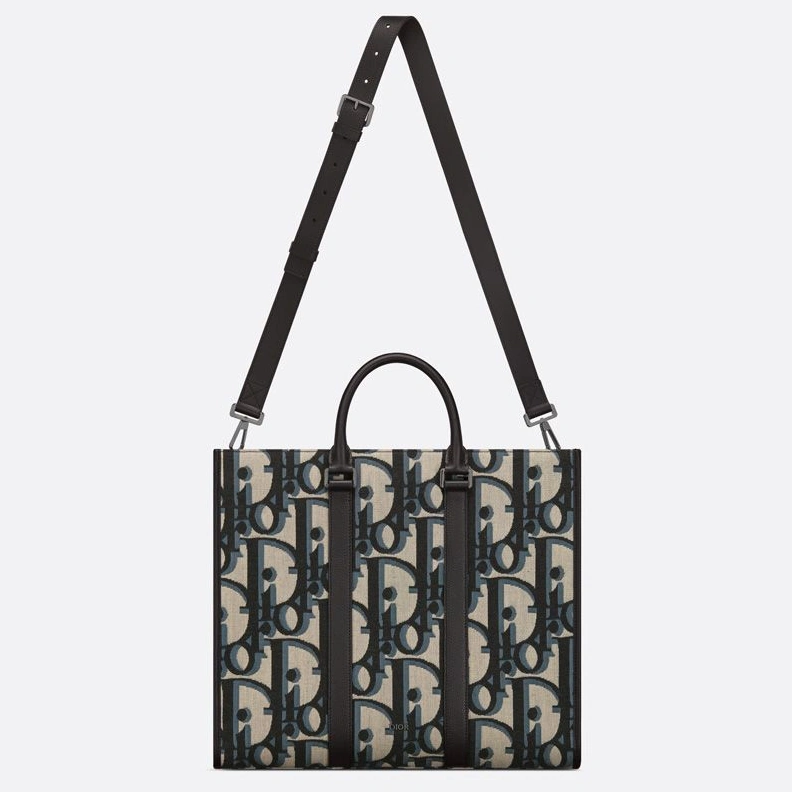 WellDesigned 1830 Dior East-West Tote In Maxi Oblique Motif Canvas Blue