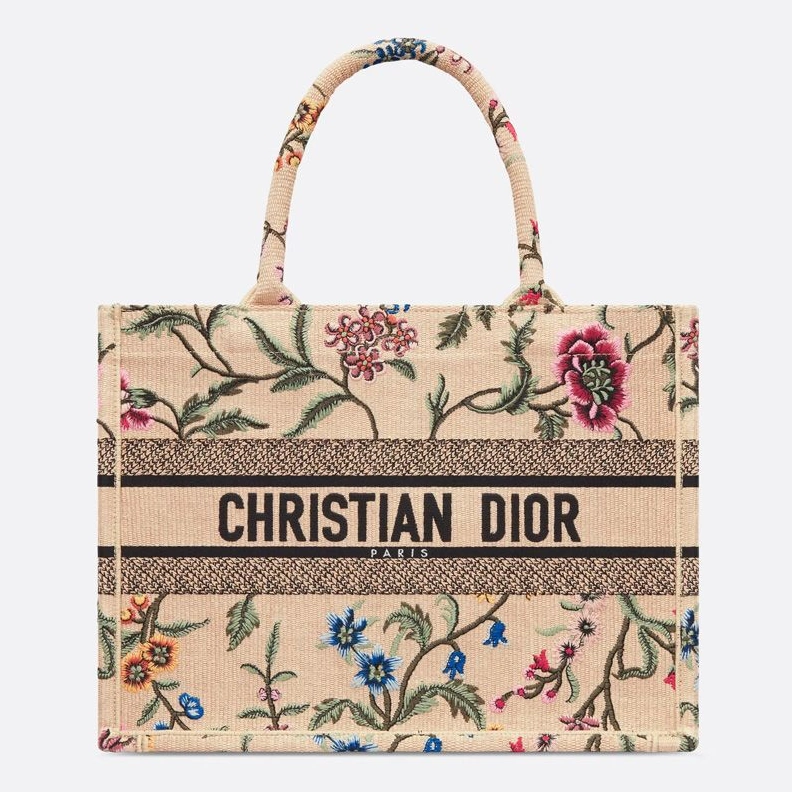 WellDesigned 2426 Dior Book Tote Petites Fleurs Motif Canvas Beige
