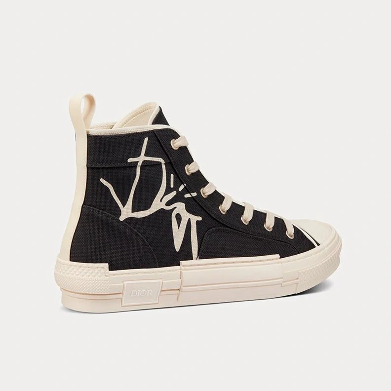 WellDesigned 374 Dior B23 High-Top Sneakers Unisex Cactus Jack Dior Motif Canvas Black